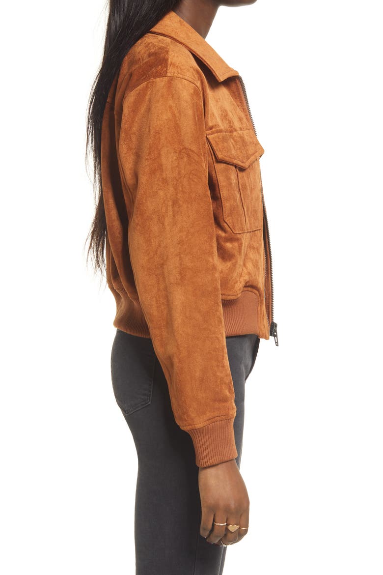Faux Suede Bomber Jacket, Alternate, color, TAKE FLIGHT