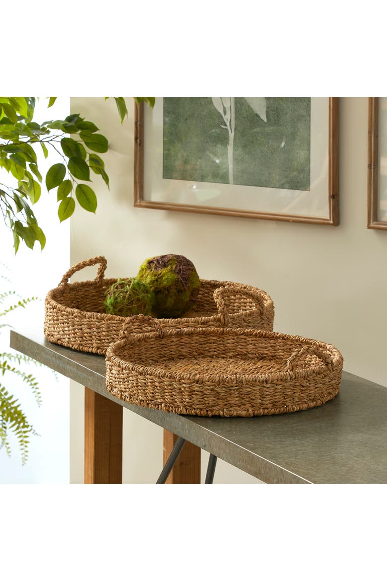 Seagrass Round Trays, Set Of 2, Alternate, color, Brown