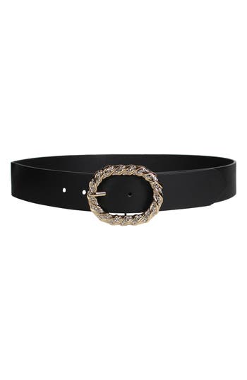 Linea Pelle Crystal Buckle Belt In Black