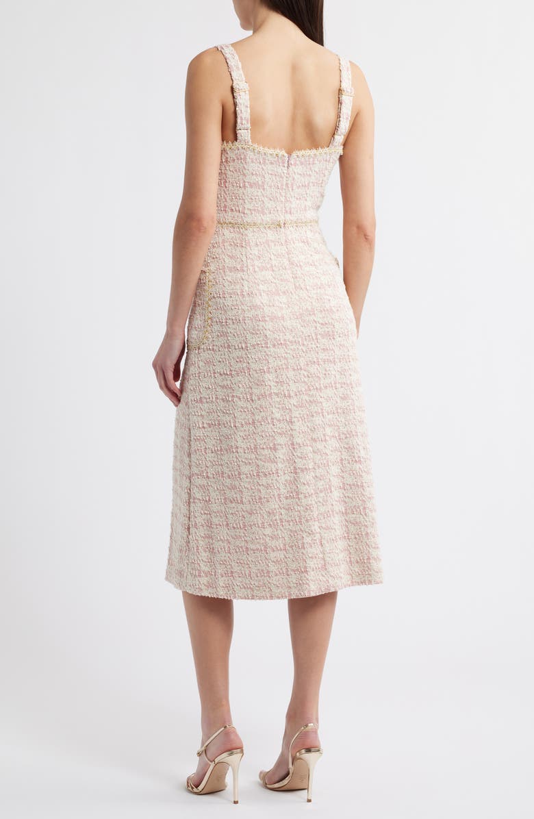 Black Halo Amaranta Bouclé Tweed Midi Dress, Alternate, color,