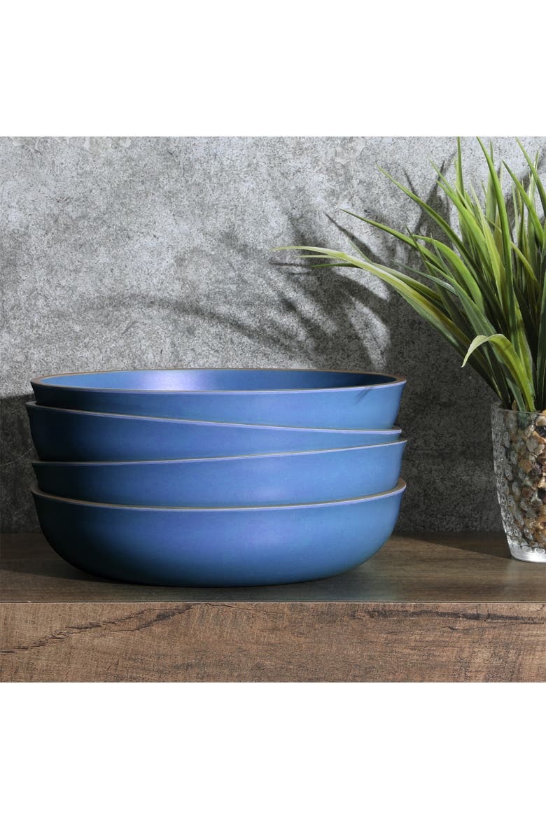 Rockabye 4 Piece 8.5 Inch Melamine Dinner Bowl Set, Alternate, color, Blue