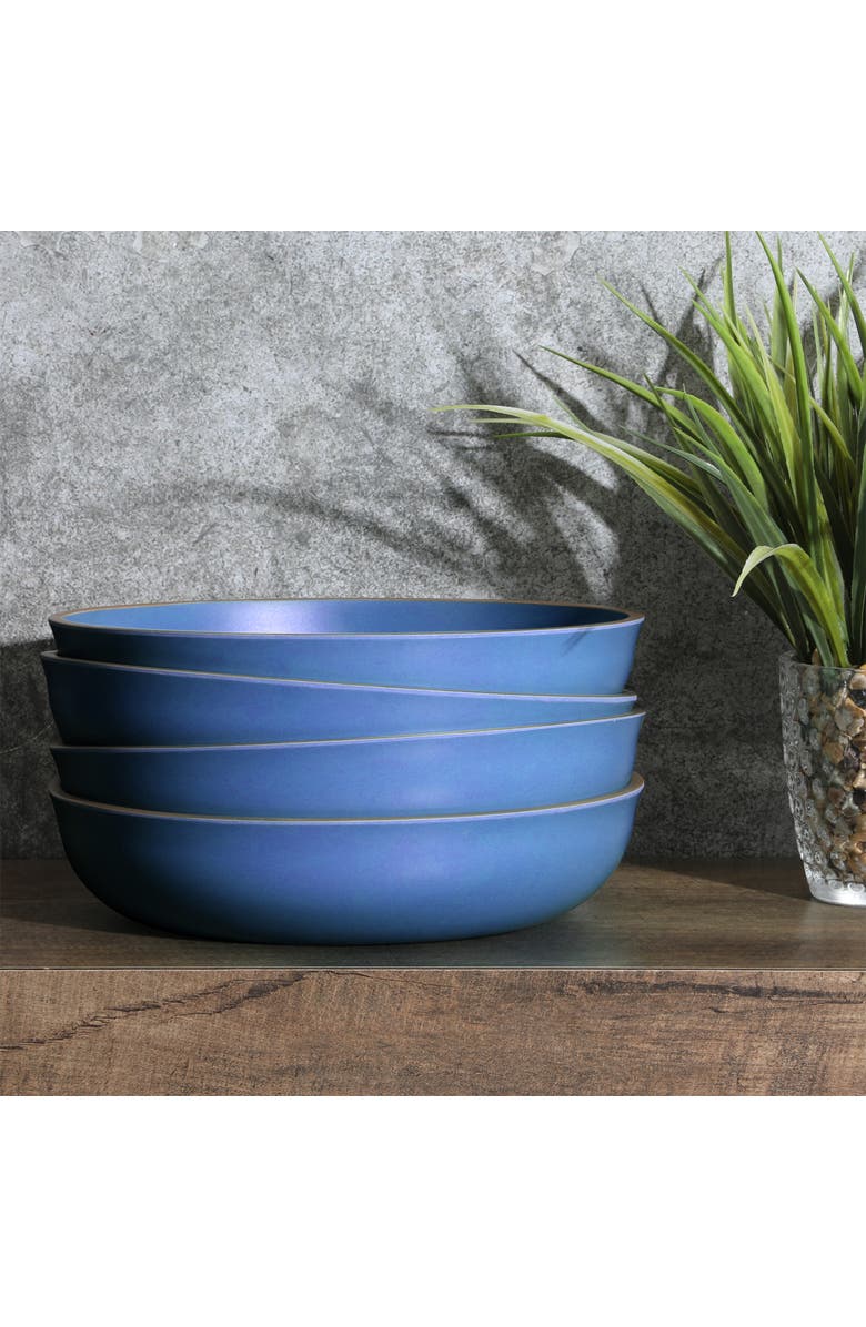 Gibson Home Rockabye 4 Piece 8.5 Inch Melamine Dinner Bowl Set, Alternate, color, Blue