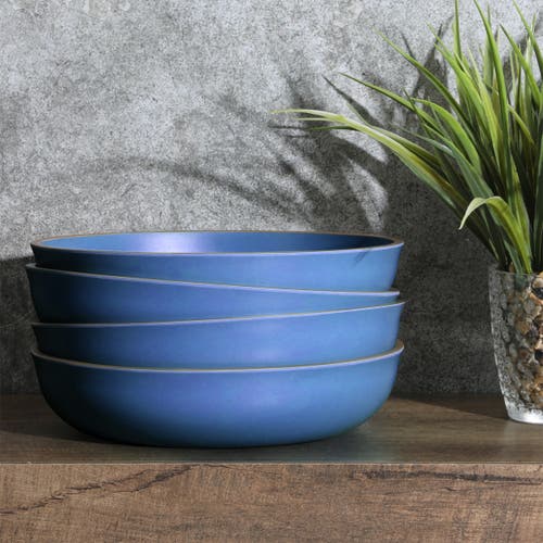 Gibson Home Rockabye 4 Piece 8.5 Inch Melamine Dinner Bowl Set In Blue