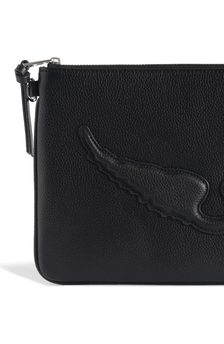 Zadig & Voltaire Angel Leather Clutch, Alternate, color, Black