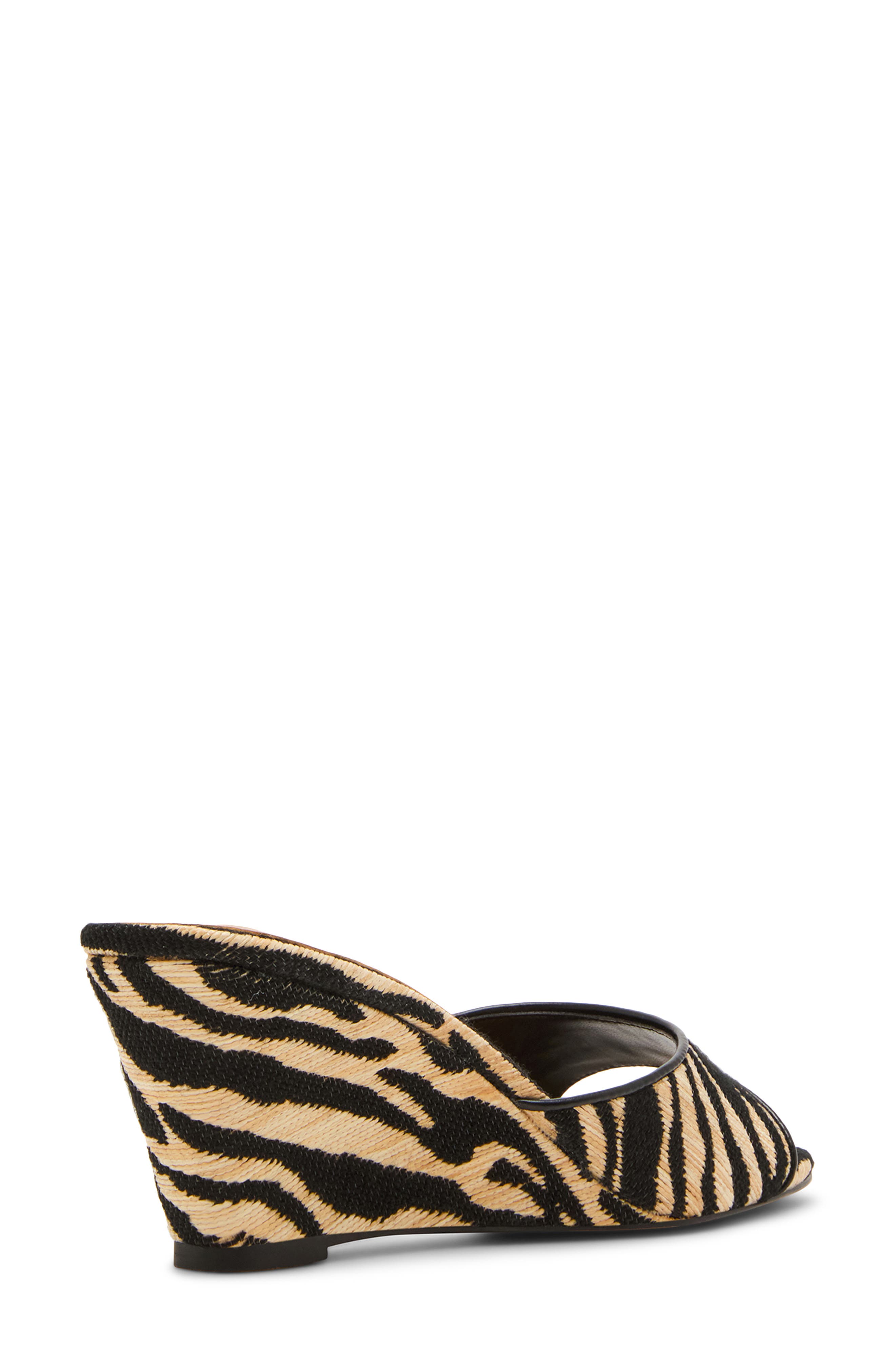 Seleste Wedge Slide Sandal, Alternate, color, ZEBRA RAFFIA