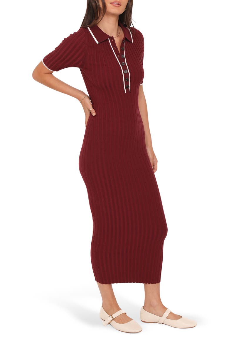 Conner Short Sleeve Sweater Dress, Alternate, color, BURGUNDY