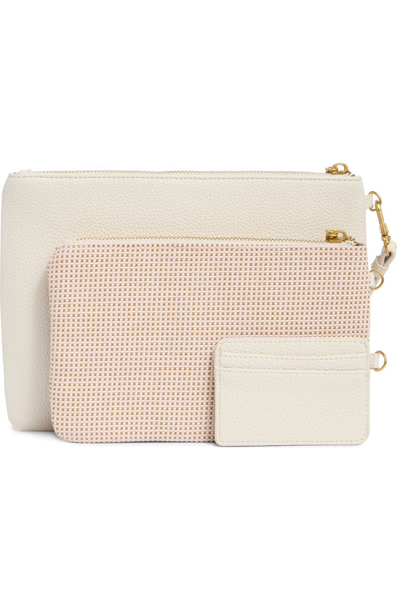 T Tahari Marty Set of 3 Wristlet Pouches & Cardholder Wallet, Alternate, color, Eggshell