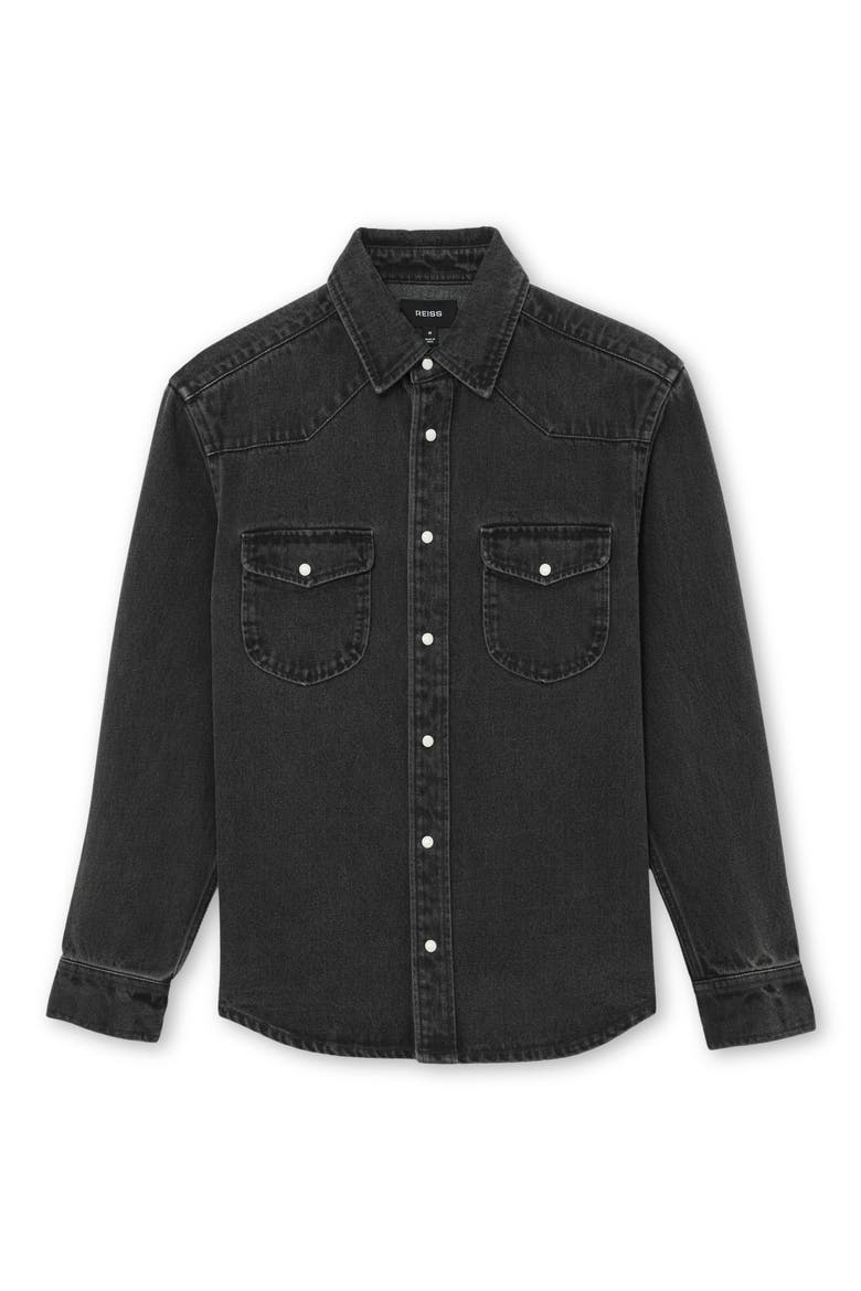 Finley Denim Snap-Up Shirt, Alternate, color, WASHED BLACK
