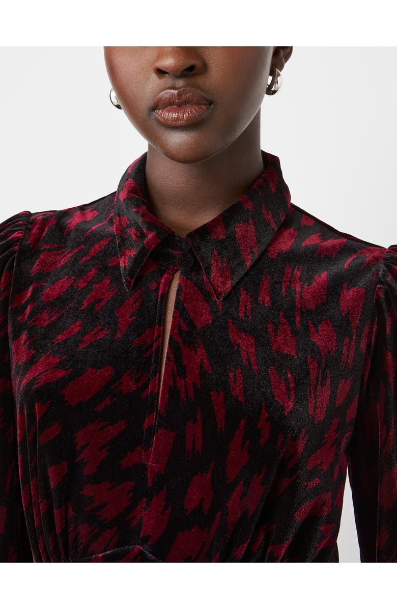 Finery London Capri Animal Print Knee Length Dress, Alternate, color, Burgundy Animal