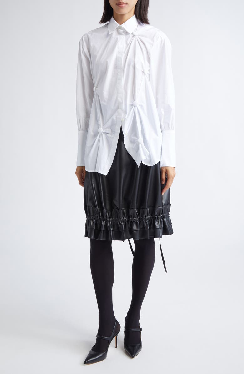 renaissance renaissance Karma Scrunched Cotton Poplin Button-Up Shirt, Alternate, color, White