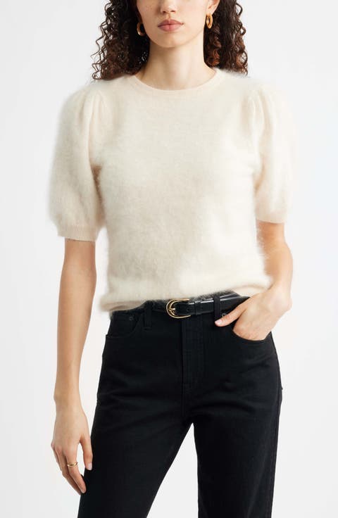 Femme Short Sleeve Brushed Cashmere Sweater