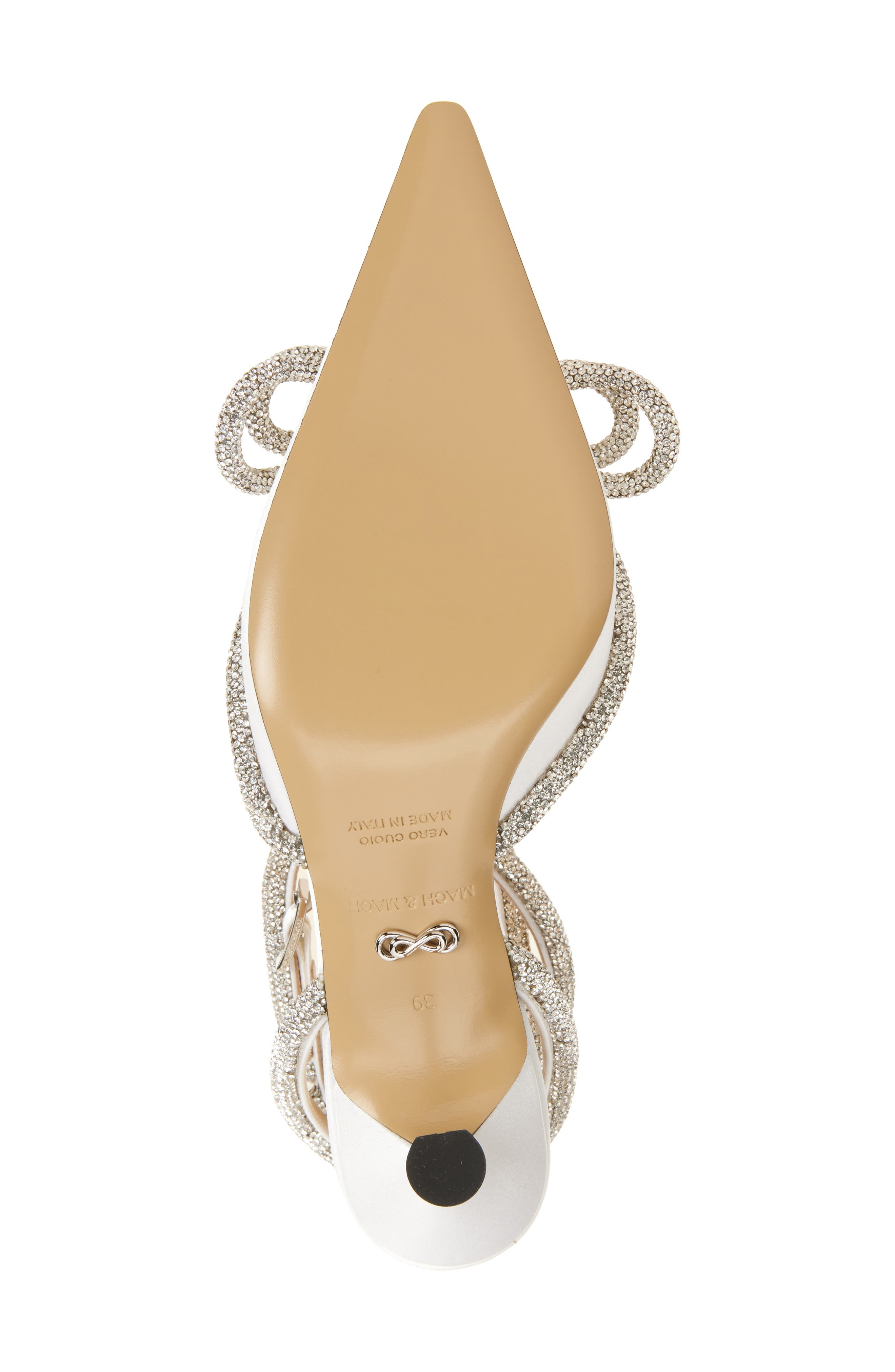 Mach & Mach Double Crystal Bow Slingback Pump, Alternate, color, White