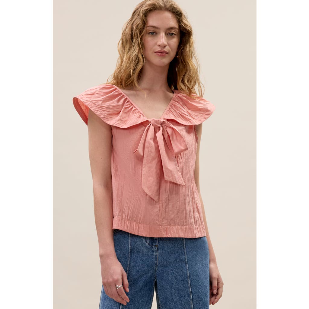 Rebecca Taylor Marietta Crinkle Top In Sorbet In Pink