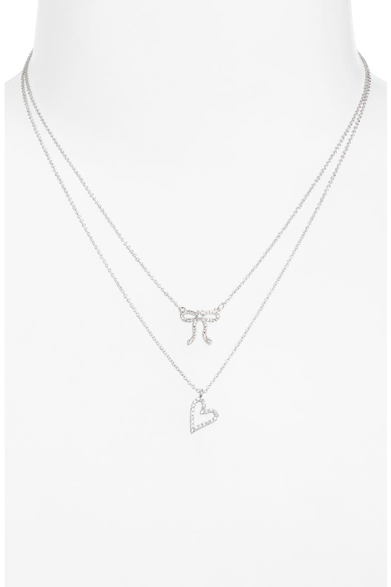 3-Piece Bow & Heart Necklace and Stud Earrings Set, Alternate, color, STERLING SILVER DIPPED