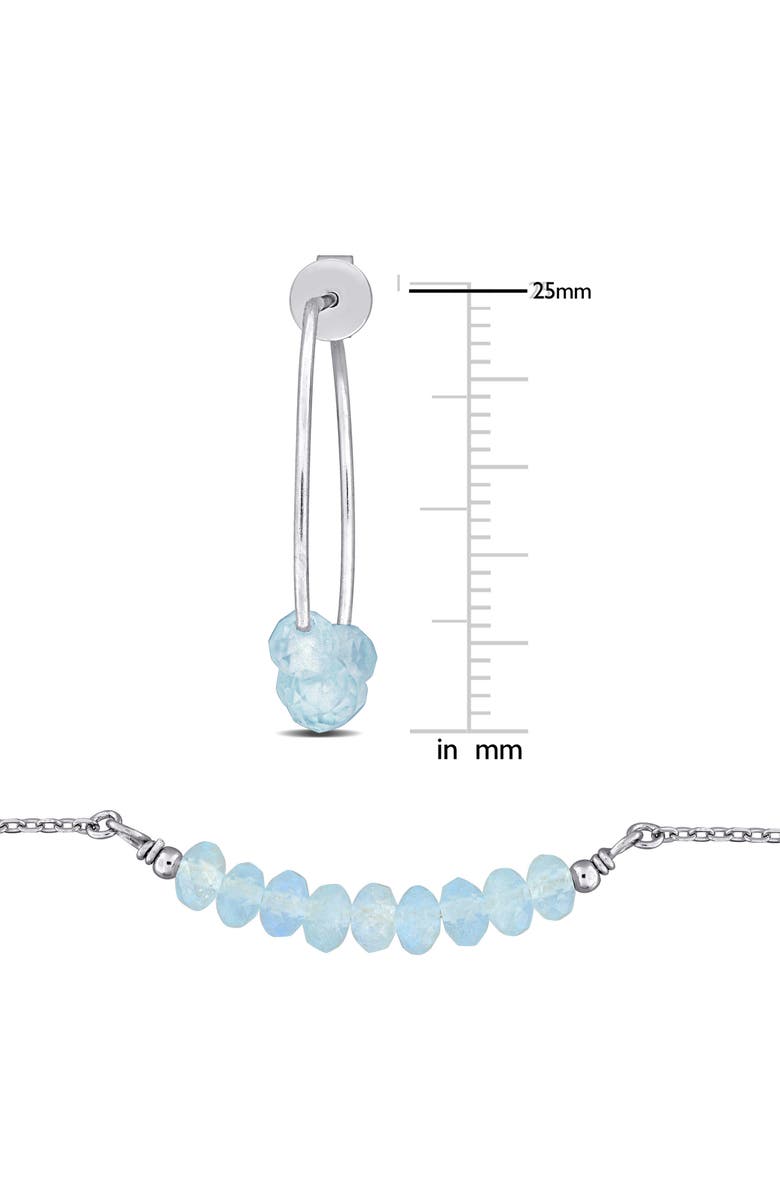DELMAR Beaded Aquamarine Hoop Earrings, Bracelet & Necklace Set, Alternate, color, Blue