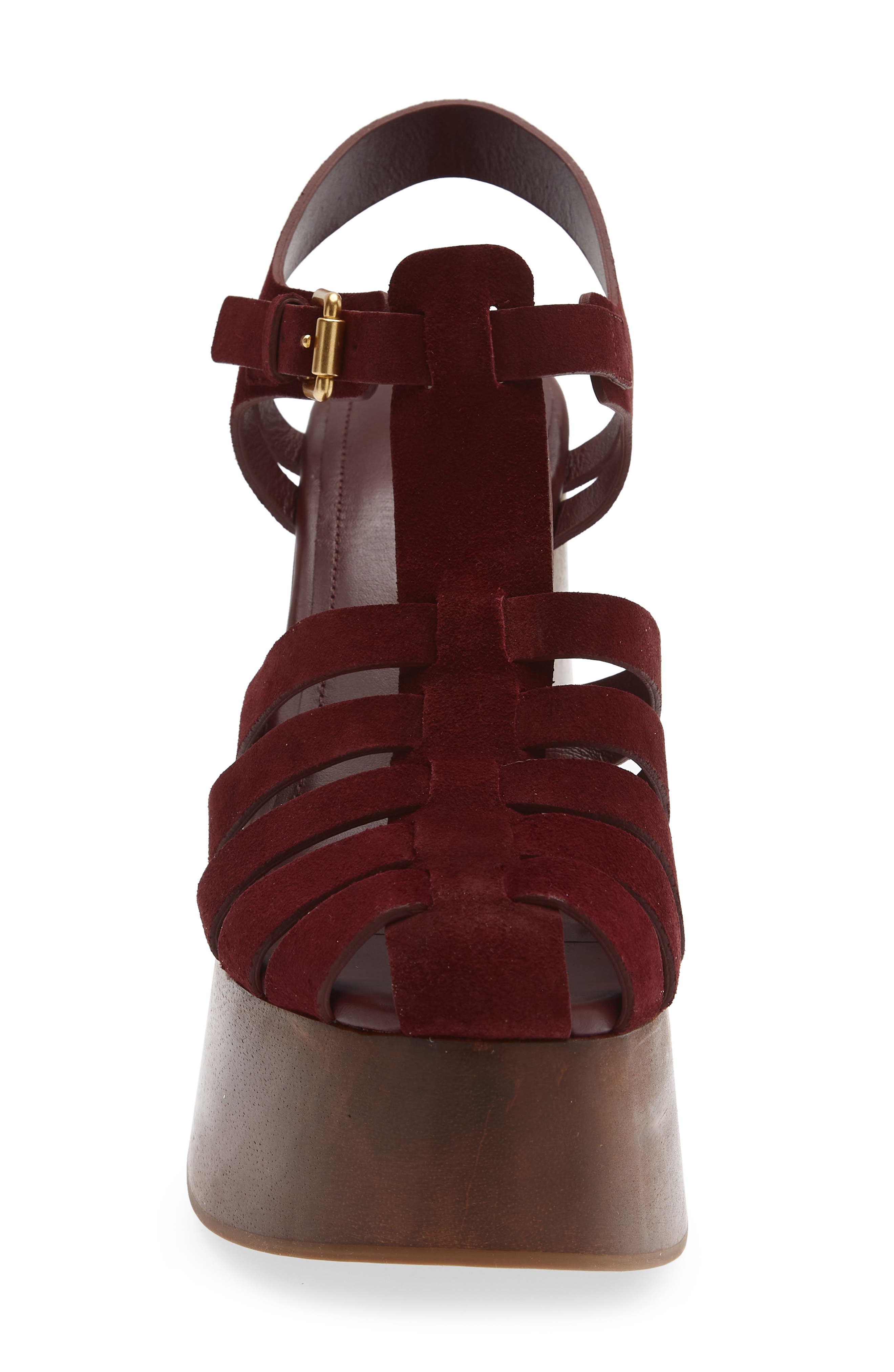 Slingback Platform Wedge Fisherman Sandal, Alternate, color, MERLOT