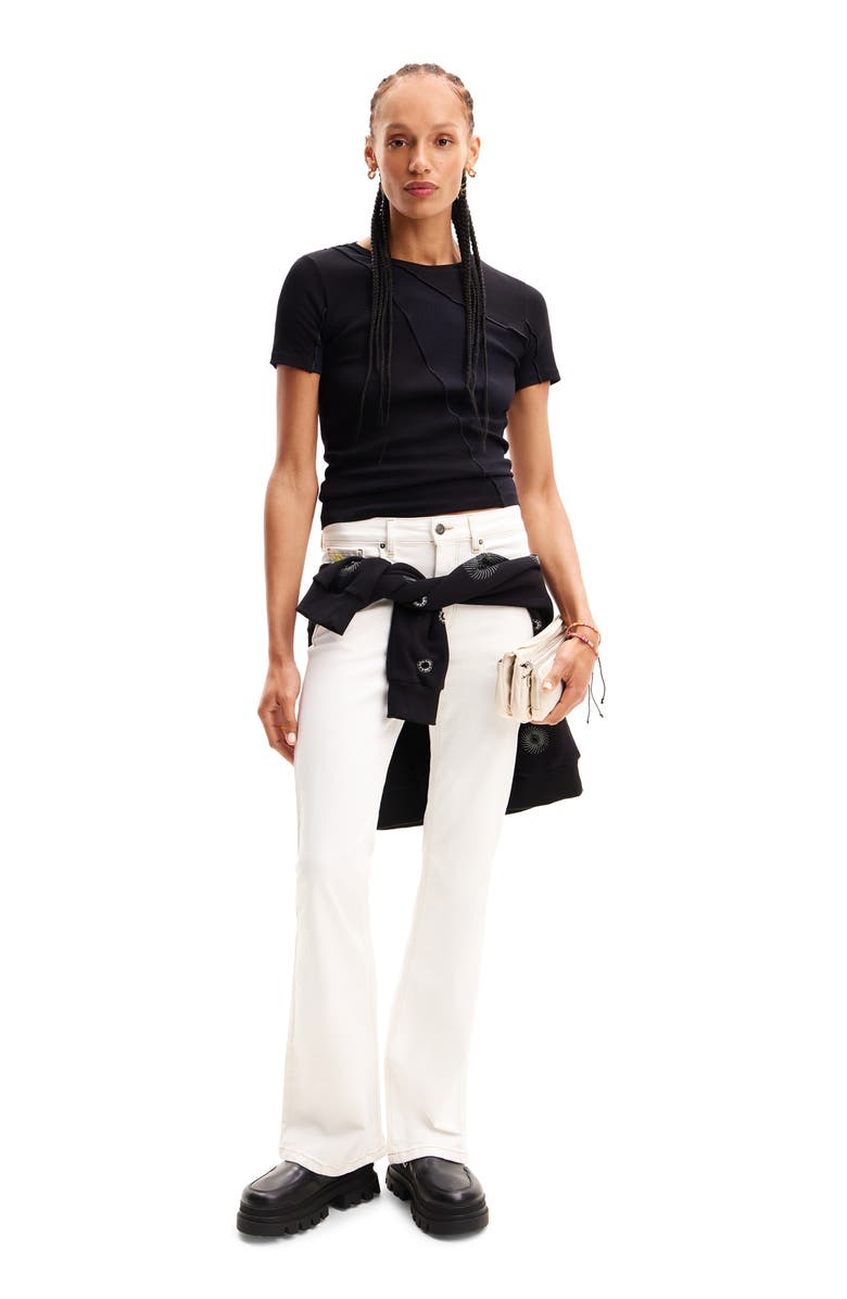 Desigual Ribbed Patchwork T-Shirt, Alternate, color,