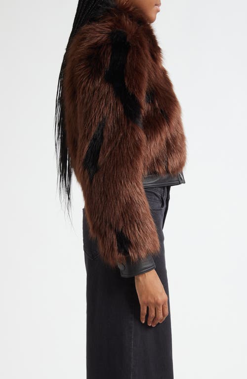 L'agence Claira Faux Leather Trim Faux Fur Jacket In Brown
