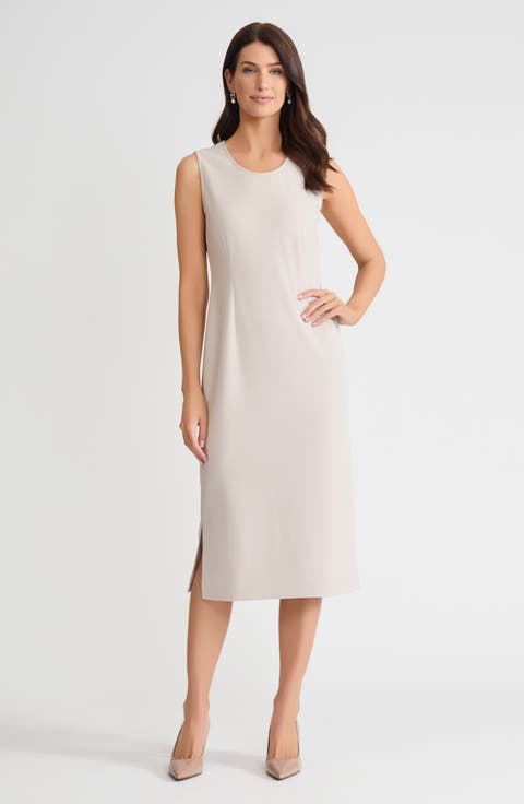 Stretch Deco Crepe Sheath Midi Dress