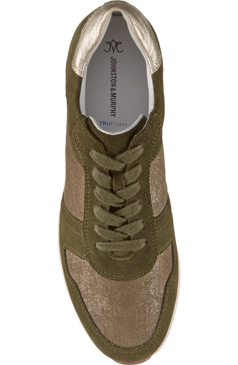 Johnston
Murphy Gracie Colorblock Platform Sneaker, Alternate, color, Olive Suede / Metallic Suede