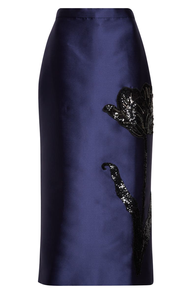 Erdem Tulip Embellished Mikado Pencil Skirt, Main, color, Beetle
