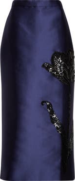 Erdem Tulip Embellished Mikado Pencil Skirt