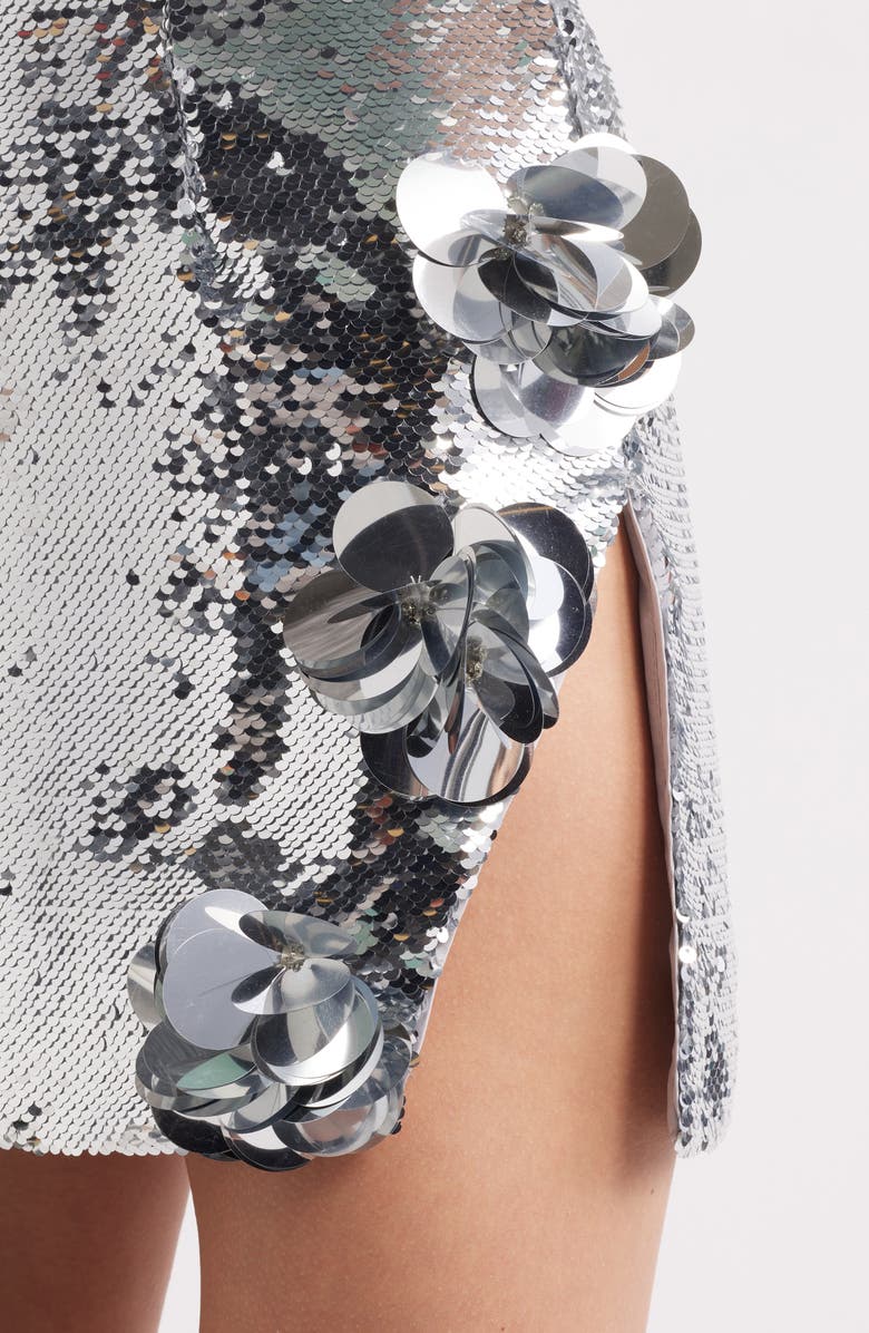 NASTY GAL Paillette Floral Appliqué Sequin Minidress, Alternate, color,