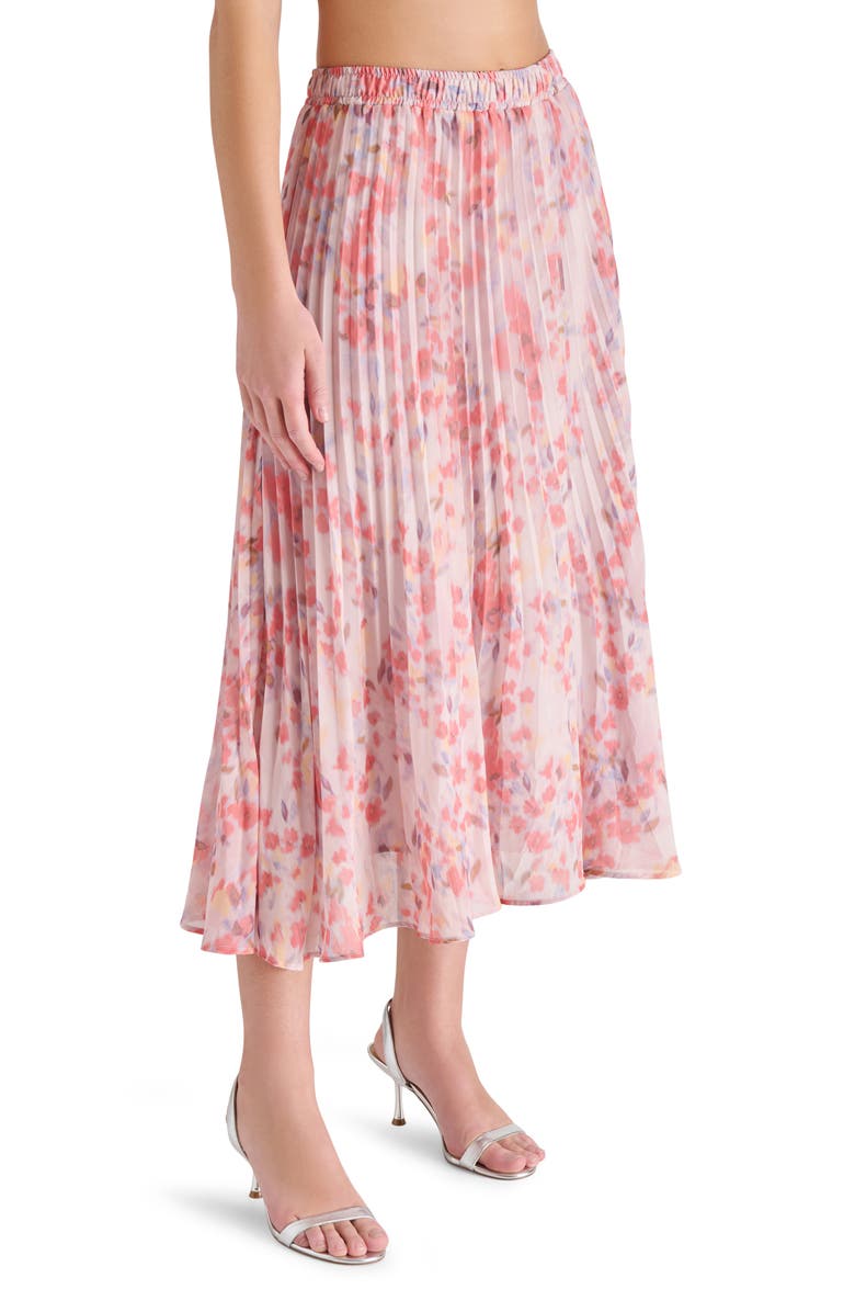 Steve Madden Raina Floral Pleated Midi Skirt, Alternate, color, 