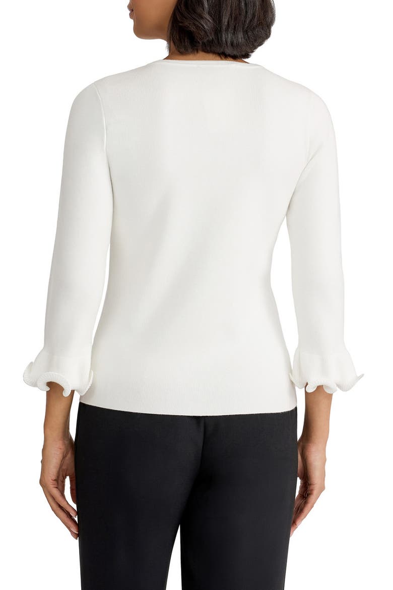 Sculptural Cuff Crewneck Sweater, Alternate, color, VANILLA ICE