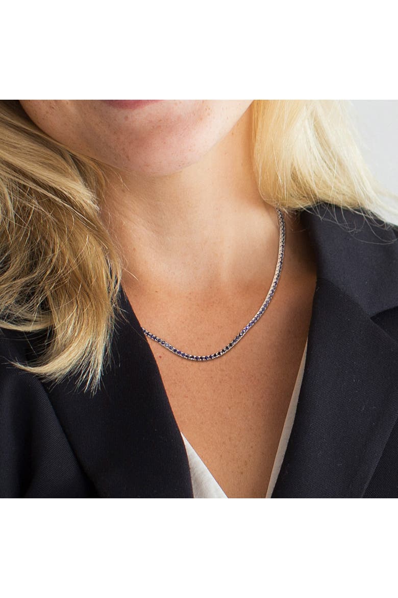 Gemstone Tennis Necklace 14k Gold, Alternate, color, Blue Sapphire
