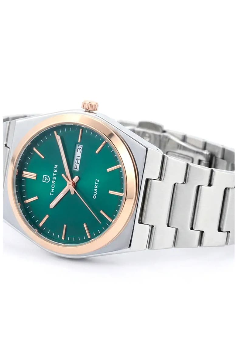 Tradesman Bracelet Watch, Alternate, color, Green Dial / Silver Band