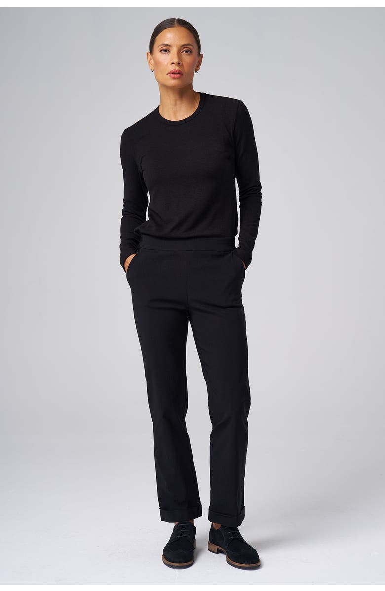 Franne Golde Structured Knit Long Sleeve Tee, Alternate, color, Black