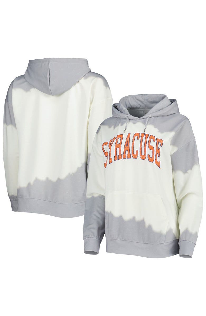 GAMEDAY COUTURE Women's Gameday Couture White/Gray Syracuse Orange For the Fun Double Dip-Dyed Pullover Hoodie, Main, color, 