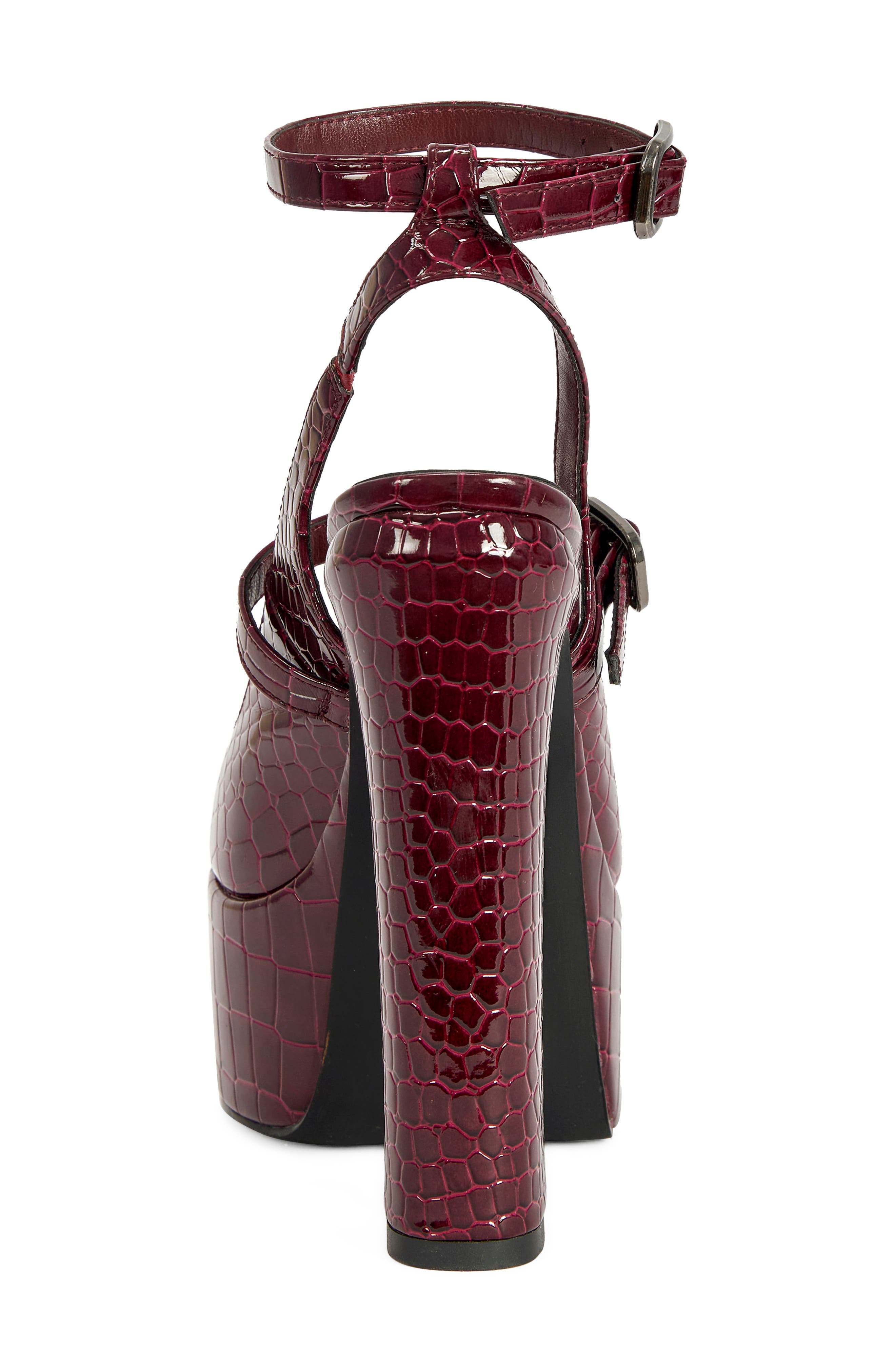 Felicia Croc Embossed Platform Mary Jane Pump, Alternate, color, BURGUNDY