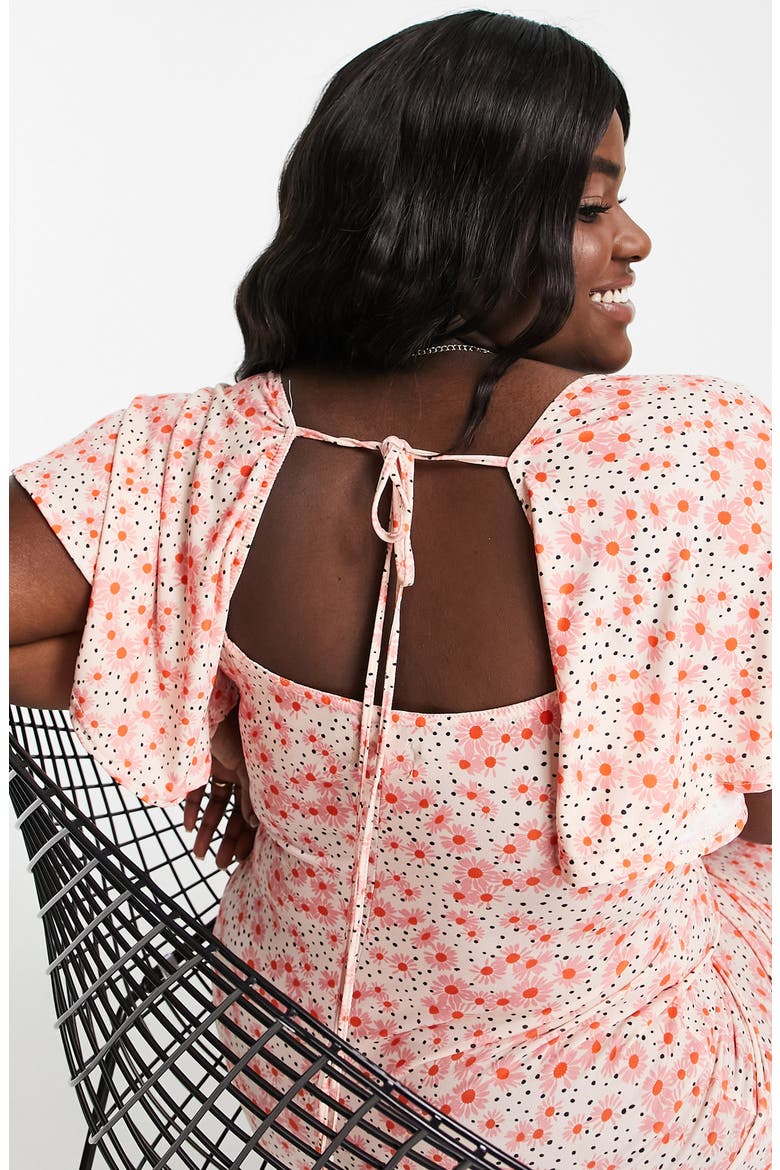 Flutter Sleeve Tie Back Dress, Alternate, color, PINK