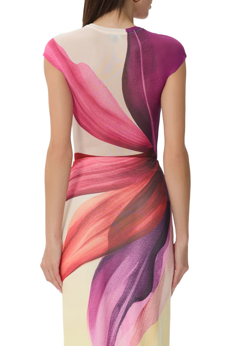Nina Print Cap Sleeve Mesh Top, Alternate, color, LEMON LOTUS