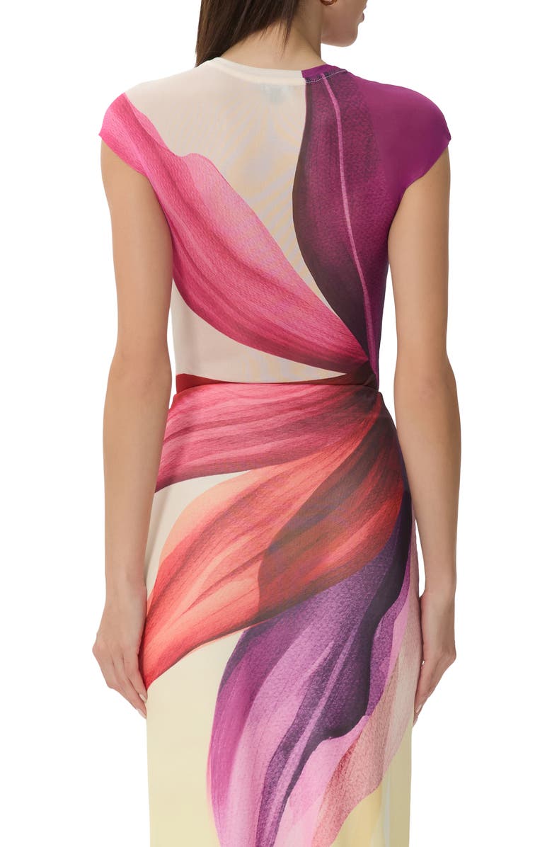 AFRM Nina Print Cap Sleeve Mesh Top, Alternate, color, Lemon Lotus