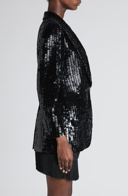 Tom Ford Sequin Stripe Blazer In Black