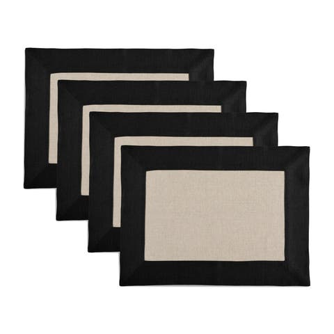 Linen Placemats Set of 4, 14 x 19 Inch for Dining Table, Holiday and Everyday Table Decor - Contempo