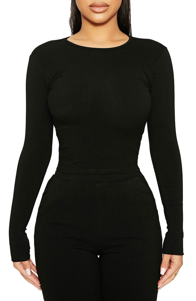 Naked Wardrobe Snatched to the T Long Sleeve Top, Main, color, 