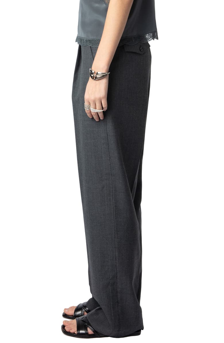 Zadig & Voltaire Puros Tailleur Raw Edge Wide Leg Pants, Alternate, color, 