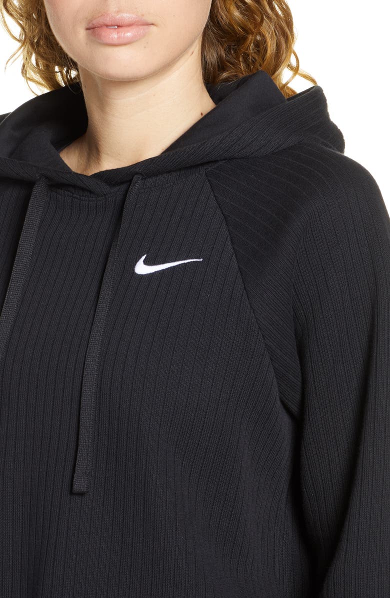 Nike Sportswear Rib Cotton Crop Hoodie, Alternate, color, 