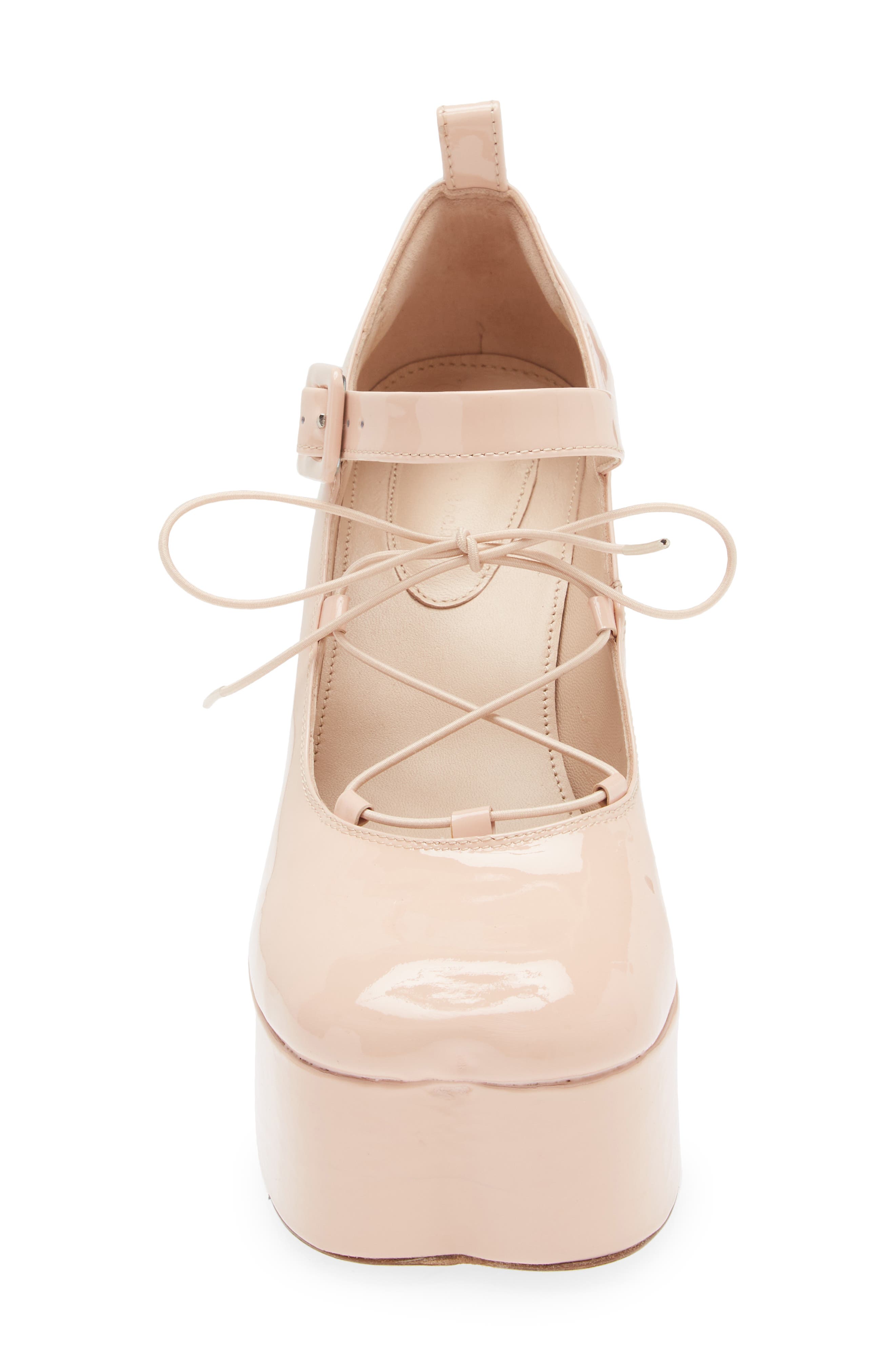 Simone Rocha Heart Toe Lace-Up Ballerina Mary Jane Platform Pump, Alternate, color, 
