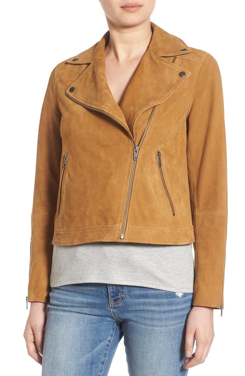 Sun & Shadow Suede Crop Moto Jacket, Alternate, color,