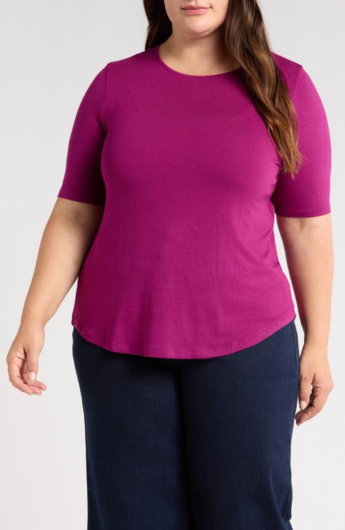 Universal Standard Lily Liquid Jersey Crewneck Top in Plum Caspia 