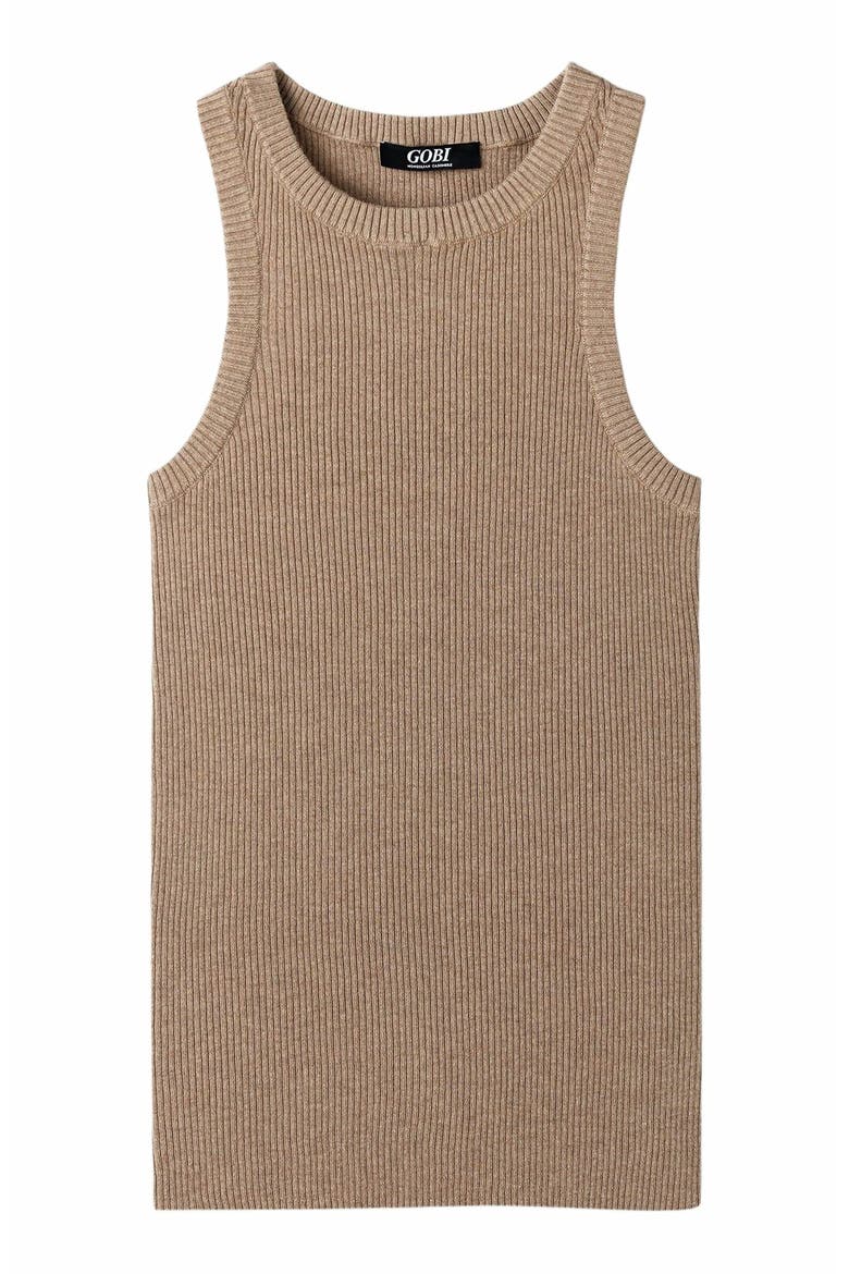 Ribbed Cotton Silk Cashmere Blend Tank Top, Alternate, color, timber wolf