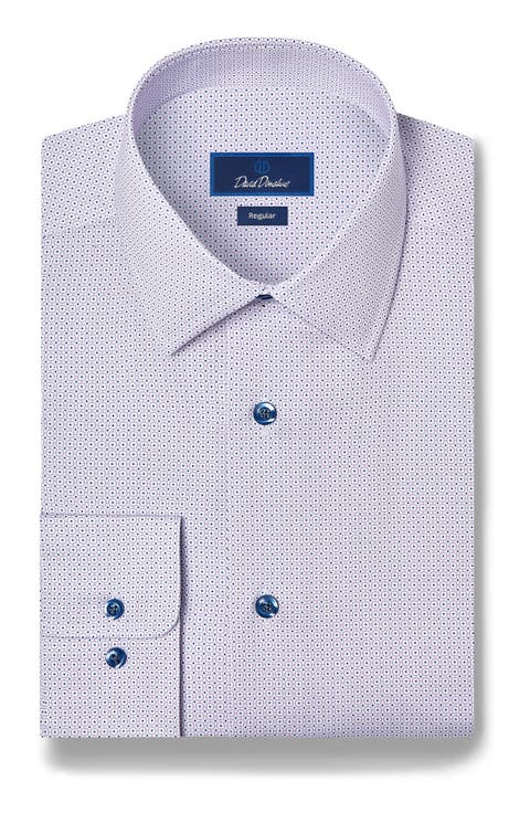 Regular Fit Micro Geo Print Pima Cotton Dress Shirt