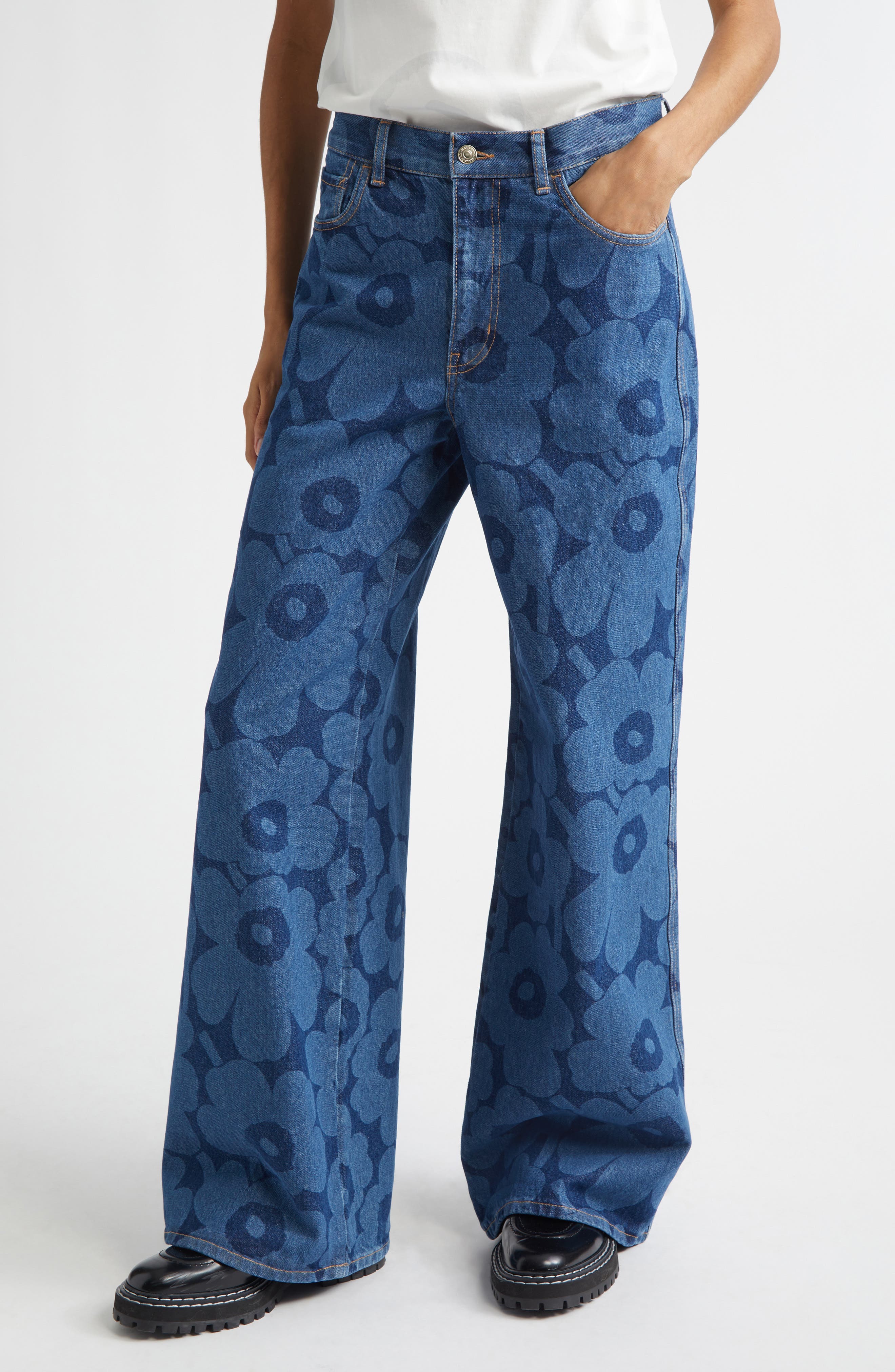 限定 marimekko Maridenim Unikko デニムパンツ 32 Marimekko 
