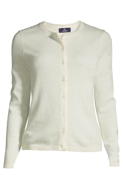 Lands' End Plus Size Cashmere Cardigan Sweater In White