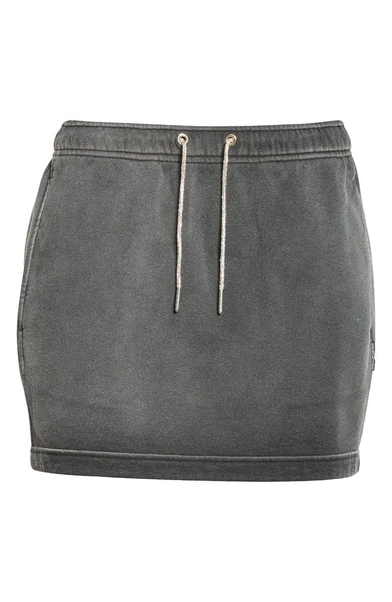 Alexander Wang Hotfix Crystal Drawstring French Terry Miniskirt, Alternate, color, Washed Caviar
